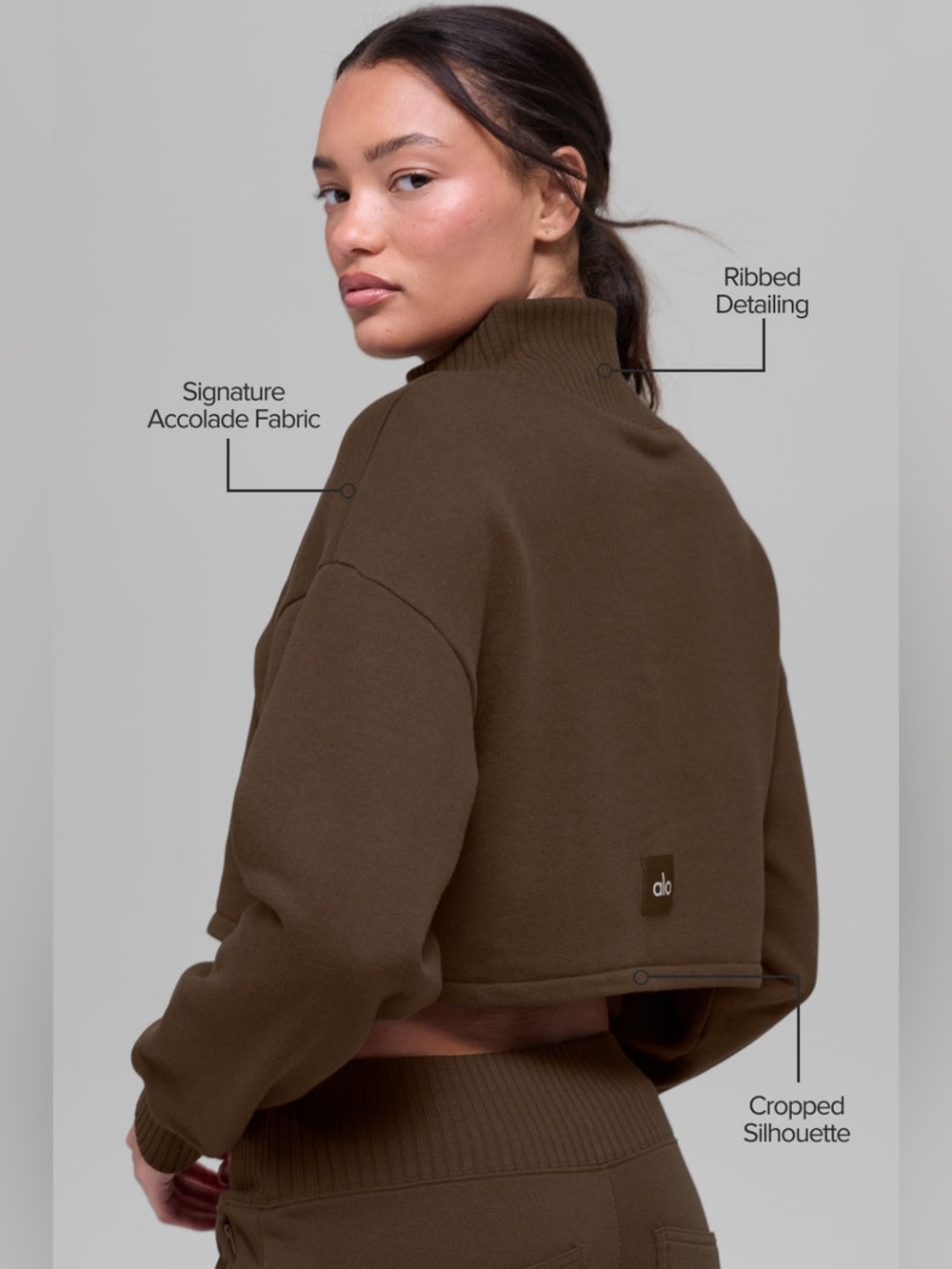 NWT ALO Yoga Cropped Serenity Coverup in Espresso Brown